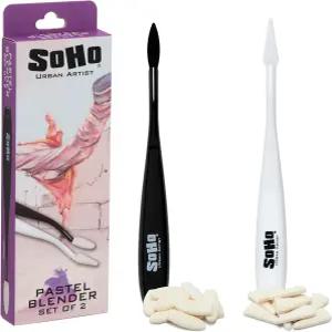 소호 어반 아티스트 파스텔 블렌더 나이프 - 2-1팩 세트 혼합 폼 커버 20개 포함 소프트 블렌딩 도구