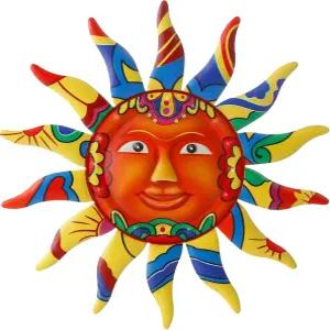 베보가든 13인치 금속 태양벽 아트 장식 실내 야외 홈 가든 크리스마스 선물 다채로운 얼굴 조각 및 조각상