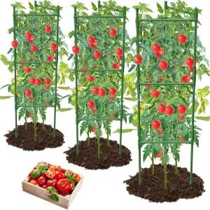 MQHUAYU 3팩 토마토 케이지 키 큰 정원 침대용 48인치 높이의 트렐리스 삼각형 또는 화분 식물 및 지지대용