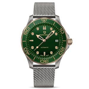 [미국배송] 파가니 디자인 007-모델 남성용 자동 다이빙 시계 NH35 무브먼트 스테인리스 스틸 소재 회전 세라믹 베젤 사파이어 돔 미러 100M 방수 메카닉 셀프 와인딩 손목시계