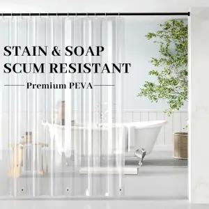 NICETOWN 샤워 커튼 라이너 70x72 12개의 스테인리스 후크와 3개의 자석이 있는 투명 프리미엄 헤비 듀티