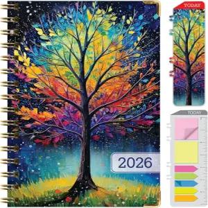 하드커버 2026 플래너 5.5 x8 14개월 2025년 11월 - 2026년 12월 일일 주간 월간 연간 의제 북마크 포켓