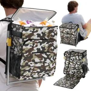 접이식 좌석이 있는 단열 백팩 쿨러 40캔 24시간 냉각 통기성 스트랩 경량 누수 방지 라이너 남성용 휴대용