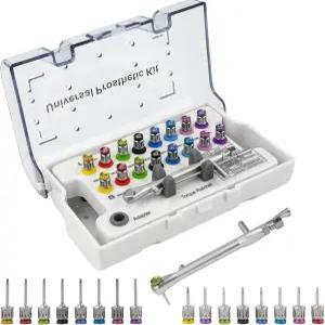 Ceelpeopar 범용 임플란트 드라이버 키트 10-70Ncm 토크 조절 래칫 및 16개 포함된 오토클래버블 치과 렌치