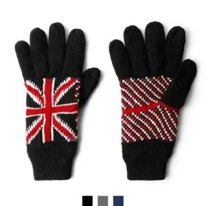 [하프클럽/]따뜻한 퍼안감 영국국기 니트 여성장갑