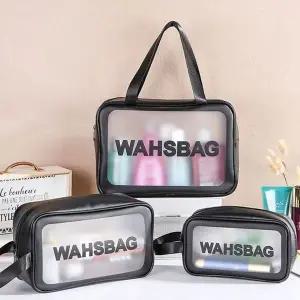 [하프클럽/]M 투명 여행용 워시백 세면 도구 방수 pvc 가방 중형