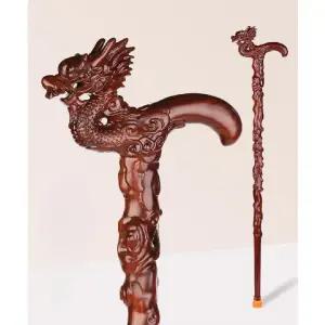 용머리 지팡이 마호가니 공예 노인 목발 어르신