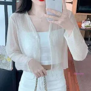 얇은 시스루 크롭 실내외 여름 자외선차단 가디건yza797
