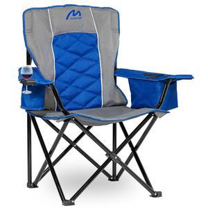 마트라스코 오버사이즈 패딩 캠핑 의자 450파운드 편리한 지지대용 튼튼한 이어 프레임 쿨러 스틸 6캔 휴대용 그레이 가방 해변 야외 하이킹에 블루