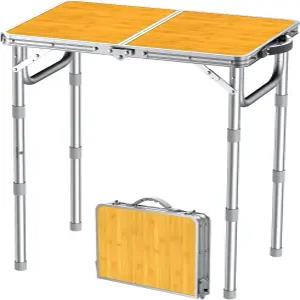 FUNYKICH 2피트 작은 접이식 캠핑 테이블 높이 조절 가능한 휴대용 피크닉 3개 손잡이가 있는 가벼운