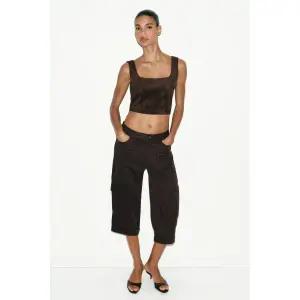 ZARA 페이크 스웨이드 크롭 탑 - 초콜렛 블라운 412815