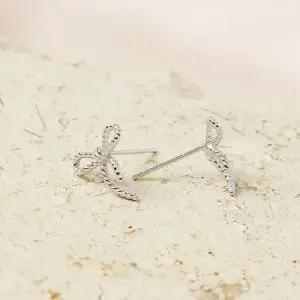 백금도금 실버 귀걸이 은침 매듭 리본 트위스트리본귀걸이 로프리본귀걸이