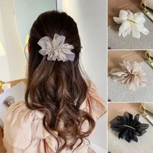 쉬폰 플라워 머리핀 자동핀 자동머리핀 자동핀 쉬폰머리핀 포인트머리핀 봄머리핀