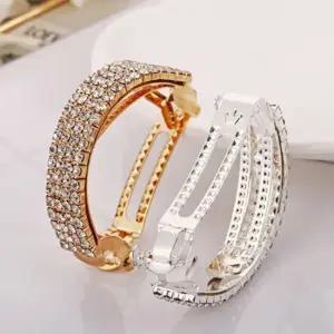 여자 묶음머리 하객 무대 골드 실버 반달 큐빅머리핀 진주머리핀 하객룩 무대의상 자동핀