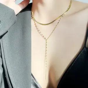 길이조절가능한 레이어드 목걸이 2개세트 써지컬악세사리 써지컬목걸이 정장목걸이