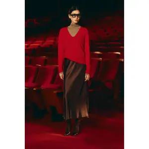 ZARA 새틴 미디 스커트 - 브라운 412839