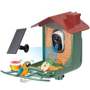 카메라 실외용 스마트 버드피더: 야외 정원용 선물 태양광 캡처 버드피더 비디오 창 러버 AI HD 캠 2K 자동 가시 - 버드 인식 라이브