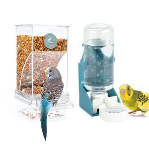 라이펫 노 메스 버드 급수 디스펜서 용기 피더 액세서리 새 카나리아용 세트 작은 아크릴 케이지 식품 자동 코카투 앵무새 투명