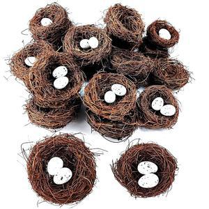 GXXMEI 24PCS /공예용 달걀이 있는 작은 위한 16개) 장식을 (혼합 달걀 8개, 라탄 트리 파티 새 크리스마스 둥지 둥지, 소형 부활절 홈 인조 결혼식