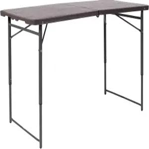 플래시 가구 공장 4피트 높이 조절 가능한 이중 접이식 브라운 우드 곡물 플라스틱 손잡이 포함 테이블