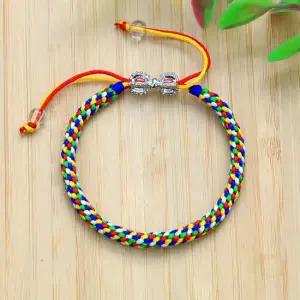 오색실 팔찌 매듭 실 행운 행운 건강 행복 기원 길이 매듭팔찌 실팔찌 심플팔찌