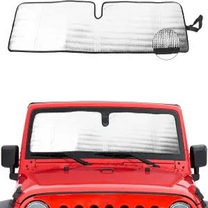 지프 랭글러 루비콘 사하라 TJK JK JKU 2도어 및 4도어와 호환되는 윈드실드 선쉐이드 열 차폐 선바이저