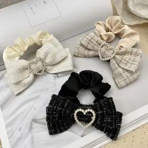 남녀 하트 진주 트위드 리본 헤어 곱창끈 곱창밴드 머리끈세트 곱창밴드 쉬폰곱창끈