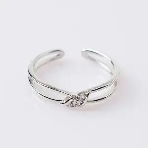 매듭 실버링 실버925 백금도금 큐빅반지 오픈반지 오픈링 사이즈조절반지 사이즈조절링