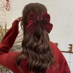 여성 스퀘어큐빅 벨벳리본 헤어핀 블랙 레드 머리핀 자동핀 리본자동핀 심플한핀