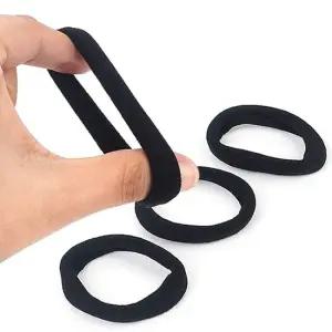 블랙 심플 머리끈 4P 단단도톰한 나일론 헤어밴드 심플머리끈 단단한헤어고무줄