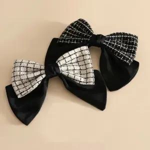 여성 2컬러 가을겨울 머리핀 트위드 배색 리본 자동핀 자동핀 리본자동핀 심플한핀