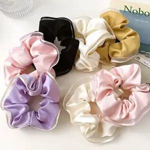 여자 귀여운 청순 새틴 레이스 곱창 스크런치 헤어끈 곱창머리끈 스프링머리끈