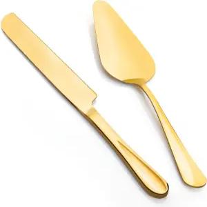 FTAKRY 2피스 프리미엄 케이크 커팅 세트 절묘한 나이프 및 톱니 모양 디자인의 서버 페이스트리 피자