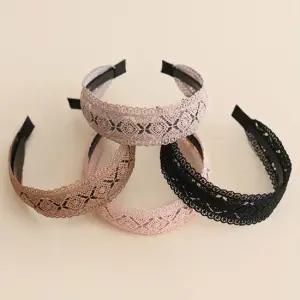 여성 4컬러 프렌치 레이스 빈티지 클래식 헤어 머리띠 니트머리띠 리본머리띠