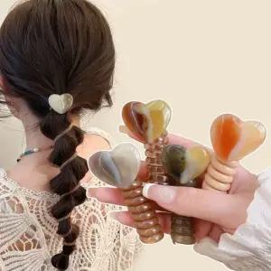 하트 전화선 스프링 머리끈 돌돌이 헤어끈 와이어끈 리본돌돌이와이어끈
