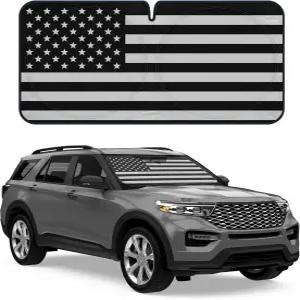 모터 트렌드 블랙 아메리칸 플래그 자동차 앞유리 자외선 차단제 패트리어티 그래픽이 적용된 접이식 대형