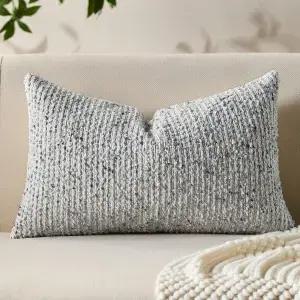 리 장식 베개 커버 2x20 블루 스트라이프 소프트 울 던지기 중립 텍스처 보호 쿠션 모던 농가 소파 침실