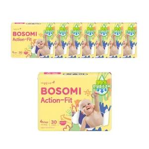 보솜이 NEW 액션핏 팬티 기저귀, 대형, 30매, 8개