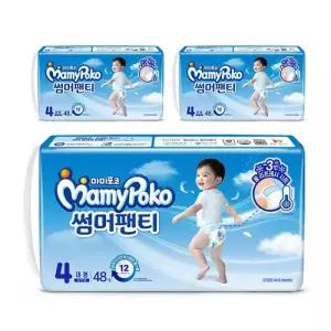마미포코 썸머팬티 여아용, 4단계, 대형, 48매, 3개