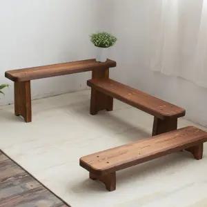 원목 나무벤치 빈 벤치 엔틱 나무 가구 오래된 카페