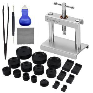 TICFROG 시계 프레스 도구 세트, 커버를 닫는 백 케이스 클로저, 배터리 교체, 오프너 제거기, 18PCS 몰드가 있는 손목시계용 수리 키트 및 원형 사각형 다이얼 뒷면과 호환 가능