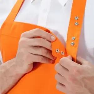 목걸이형 스냅 단추 앞치마 오렌지 요리 주방 공방