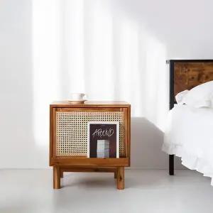 /마전동상회 원목 협탁 라탄 수납함 슬라이딩 수납 협탁 보조