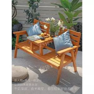 2인야외의자 나무의자 가든 더블테이블 등받이 더블 의자 조경