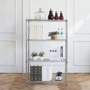 리빙메탈랙선반 450 4단(하판) 메탈선반 진열대 진열장 수납선반 메탈렉