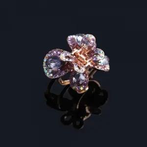 화려한 큐빅 나비 집게핀 퍼플 여아머리핀 머리집게