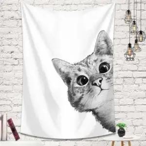 패브릭 월 데코 빼꼼고양이 가림막 (대) 130X150