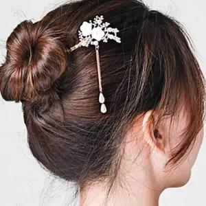 헤어비녀 꽃장식 올림머리 한복비녀 머리장식 규빅 한복비녀 올림머리 헤어장식 머리장식