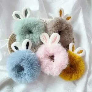 뽀송 토끼 슈슈 헤어끈 5개세트 헤어끈 여아헤어끈 여성헤어끈 헤어끈세트 토끼헤어끈