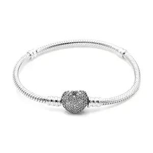 여성 모먼트 파베 하트 클래습 스네이크 체인 실버 팔찌(590727CZ)